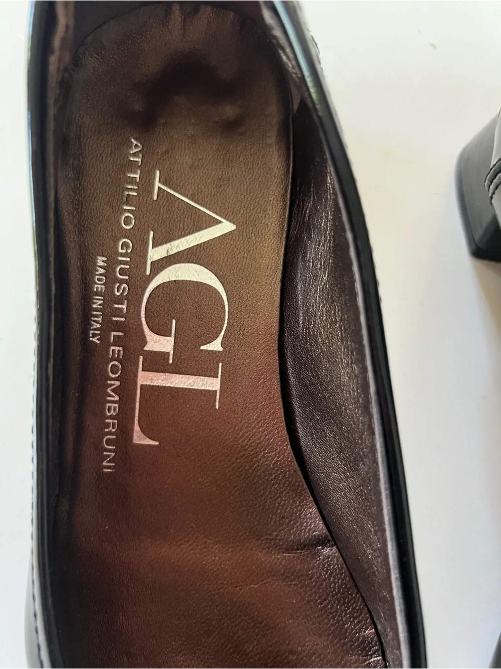 AGL Black Patent Leather Kitten Heel Pumps Size 36.5 Made in Italy